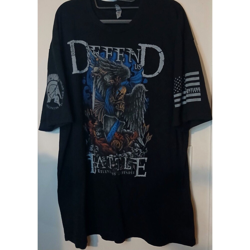 Relentless Defender T Shirt Mens 3XL Black Battle Eagle Patriotic Graphic Tee